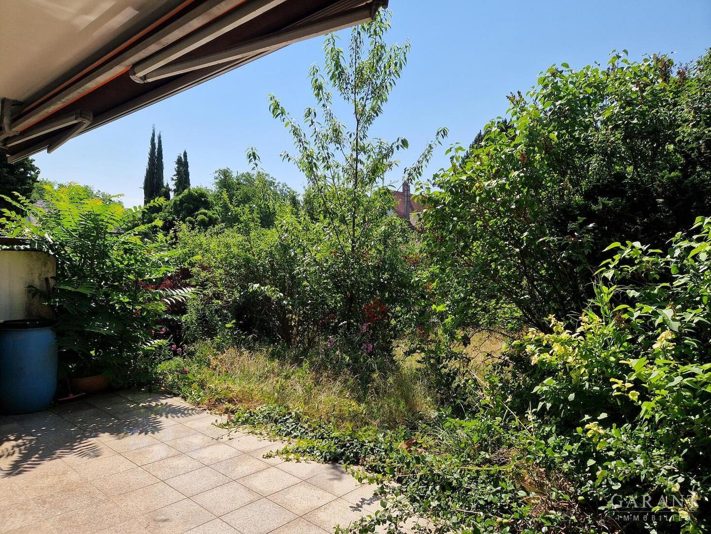 Blick von der Terrasse auf den Garten
