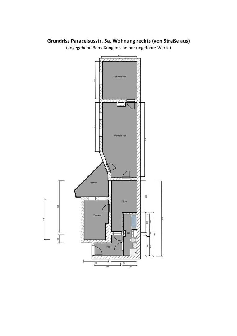 Grundriss mit ca. Maßen