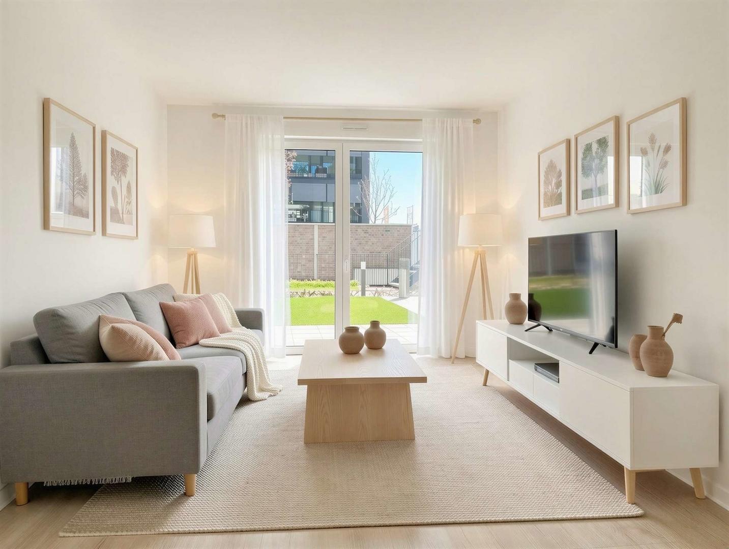 Wohnzimmer mit Terrassenzugang - (KI generiert)