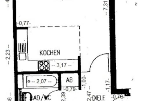 Grundriss EG links WE 268 mit Maßen
