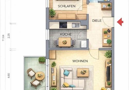 Grundriss möbliert