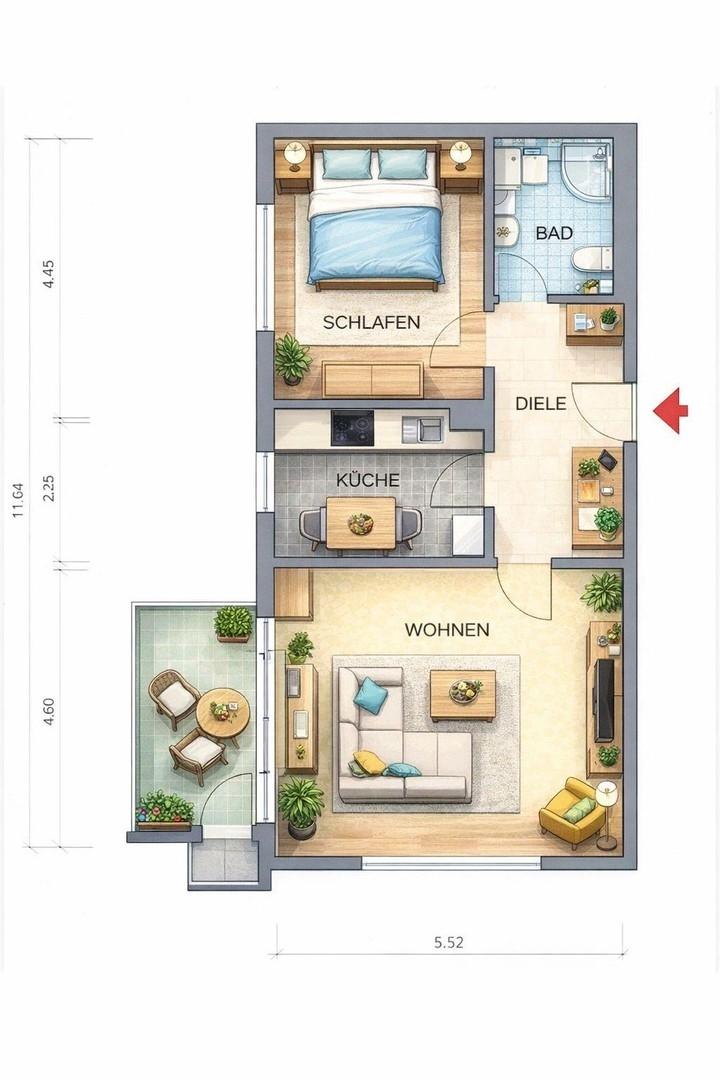 Grundriss möbliert