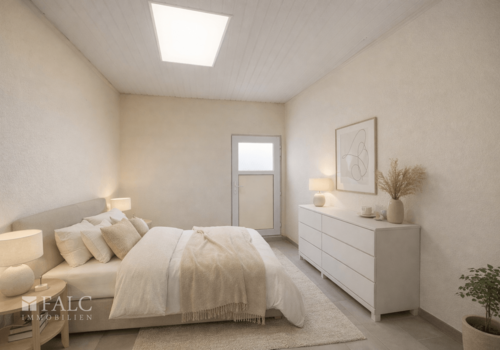 Ladenlokal links als Wohneinheit Schlafzimmer (virtuell eingerichtet)