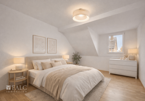 Wohnung Dachgeschoss Schlafzimer(virtuell eingerichtet)