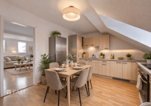 Wohnung Dachgeschoss Küche (virtuell eingerichtet)