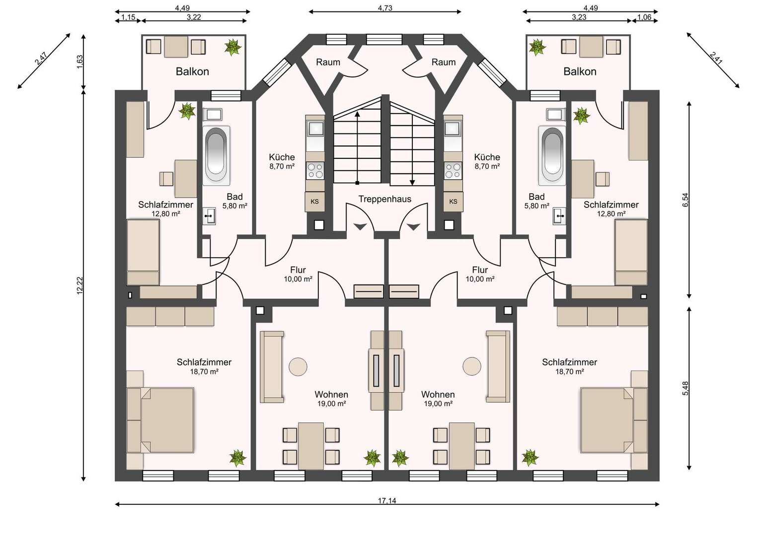 Grundriss 1.-3.OG
