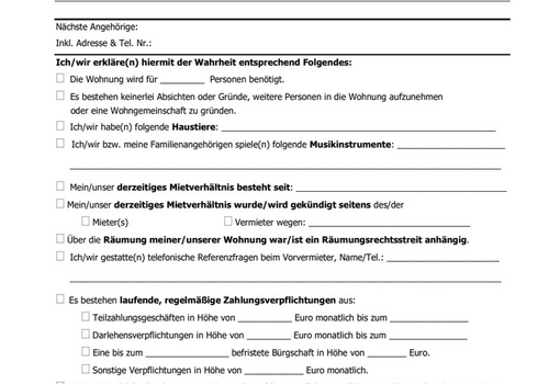 Selbstauskunftsformular 2