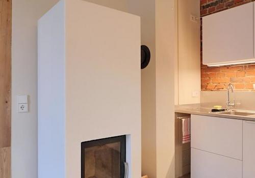 echter Kamin im Wohnzimmer