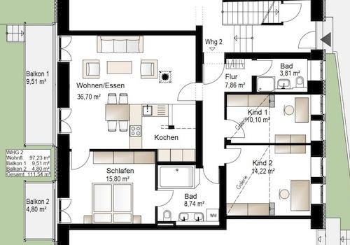 Grundriss Wohnung 2