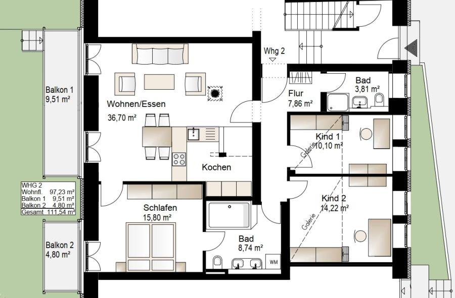 Grundriss Wohnung 2