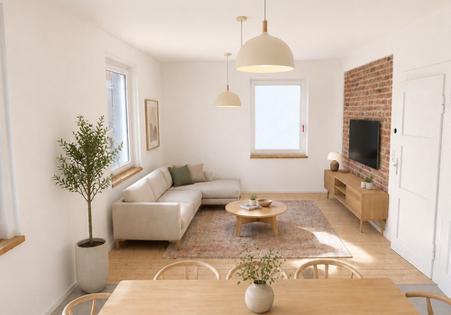 EG Wohnzimmer Küche KI-generie