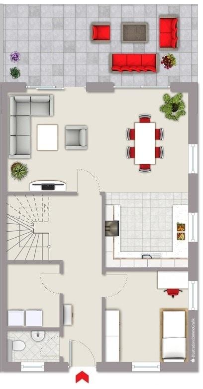 Grundriss Haus 3, Erdgeschoss