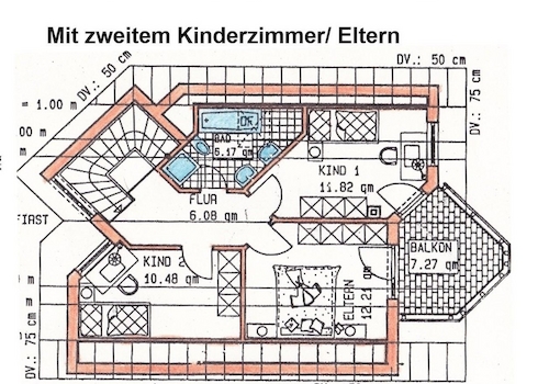 Dachgeschoss alt. Aufteilung