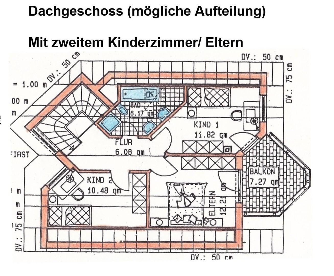 Dachgeschoss alt. Aufteilung