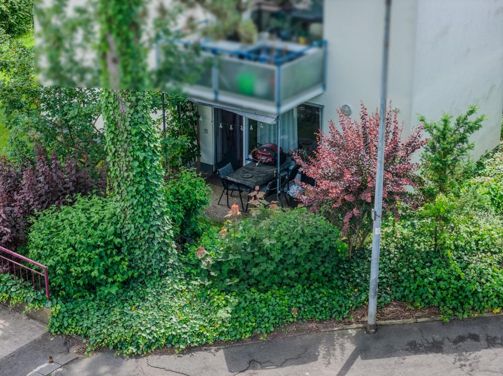 Aufnahme aus der Vogelperspektive der Terrasse