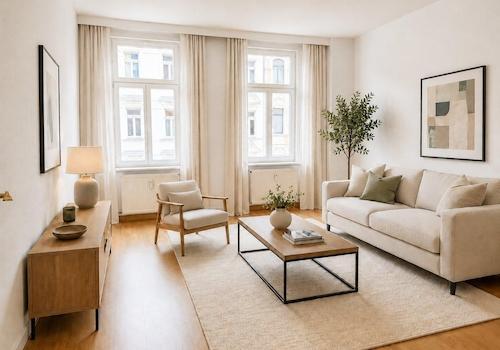 Wohnzimmer virtuell möbliert