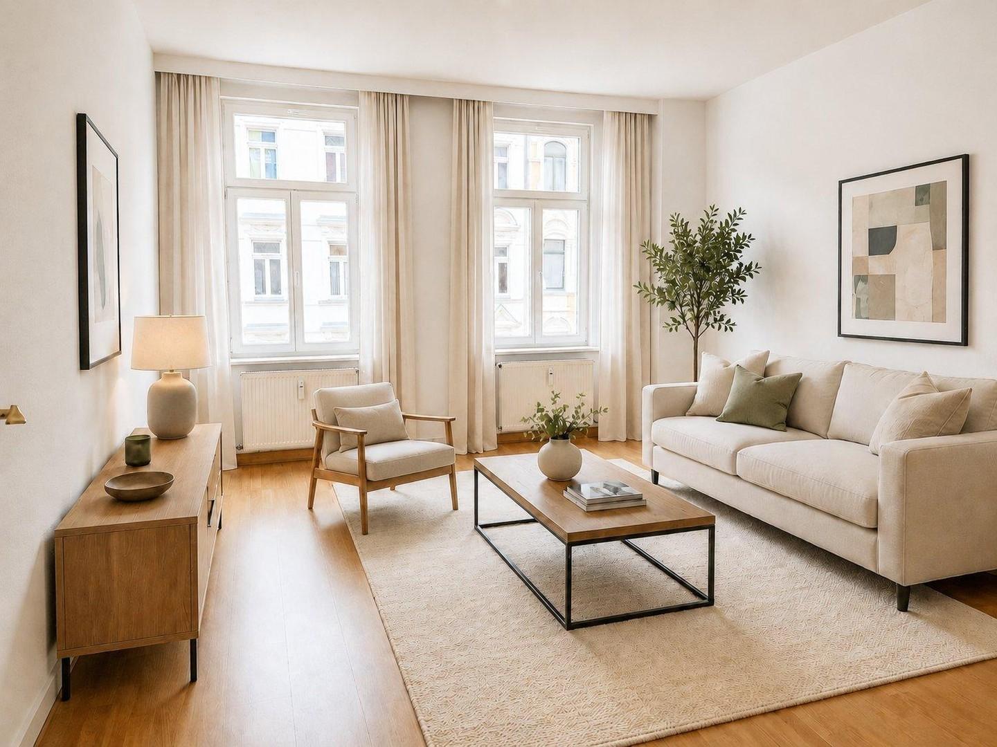 Wohnzimmer virtuell möbliert