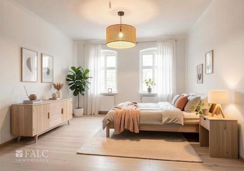 Schlafzimmer - Mögliche Gestaltung nach Renovierung (KI-Visualisierung)