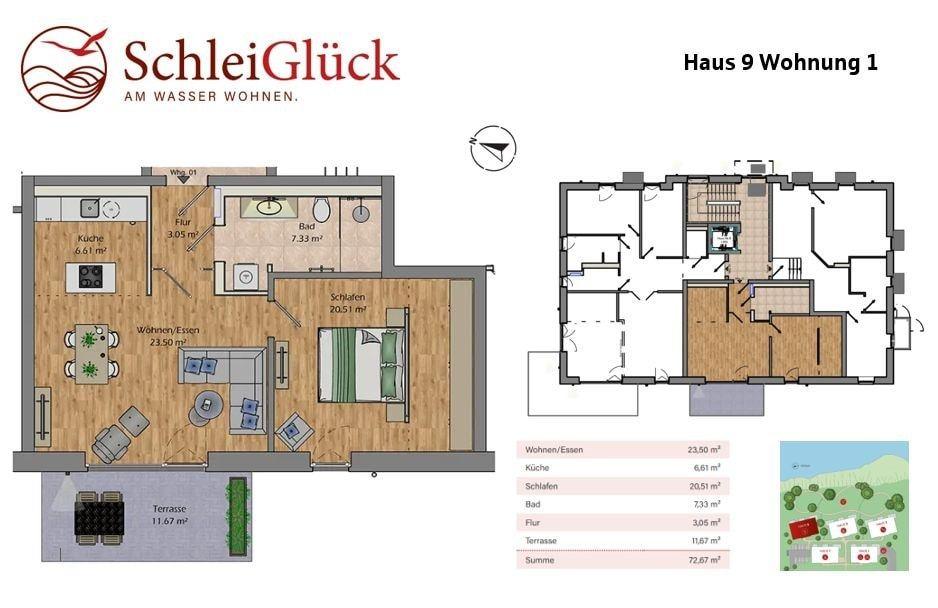 Grundriss und Lage Wohnung 1