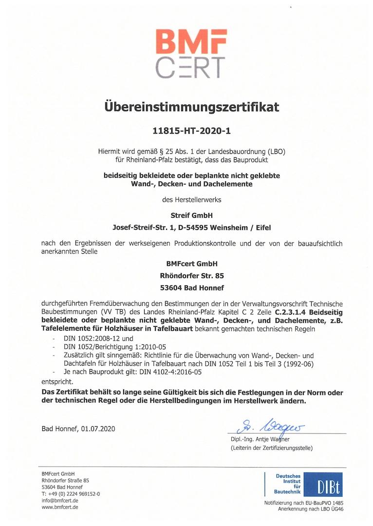 BMF-Übereinstimmungszertifikat