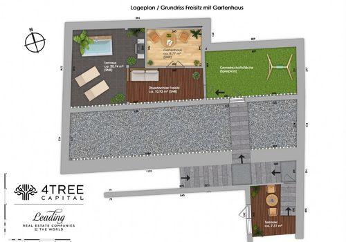 Lageplan / Grundriss Freisitz mit Gartenhaus