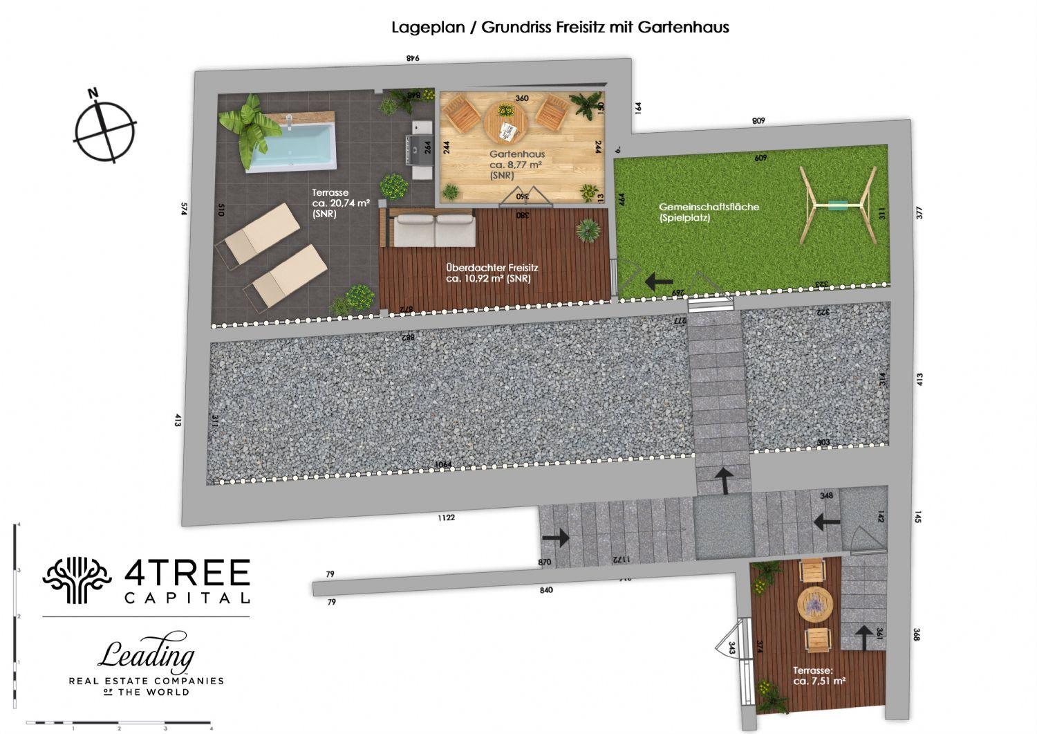 Lageplan / Grundriss Freisitz mit Gartenhaus