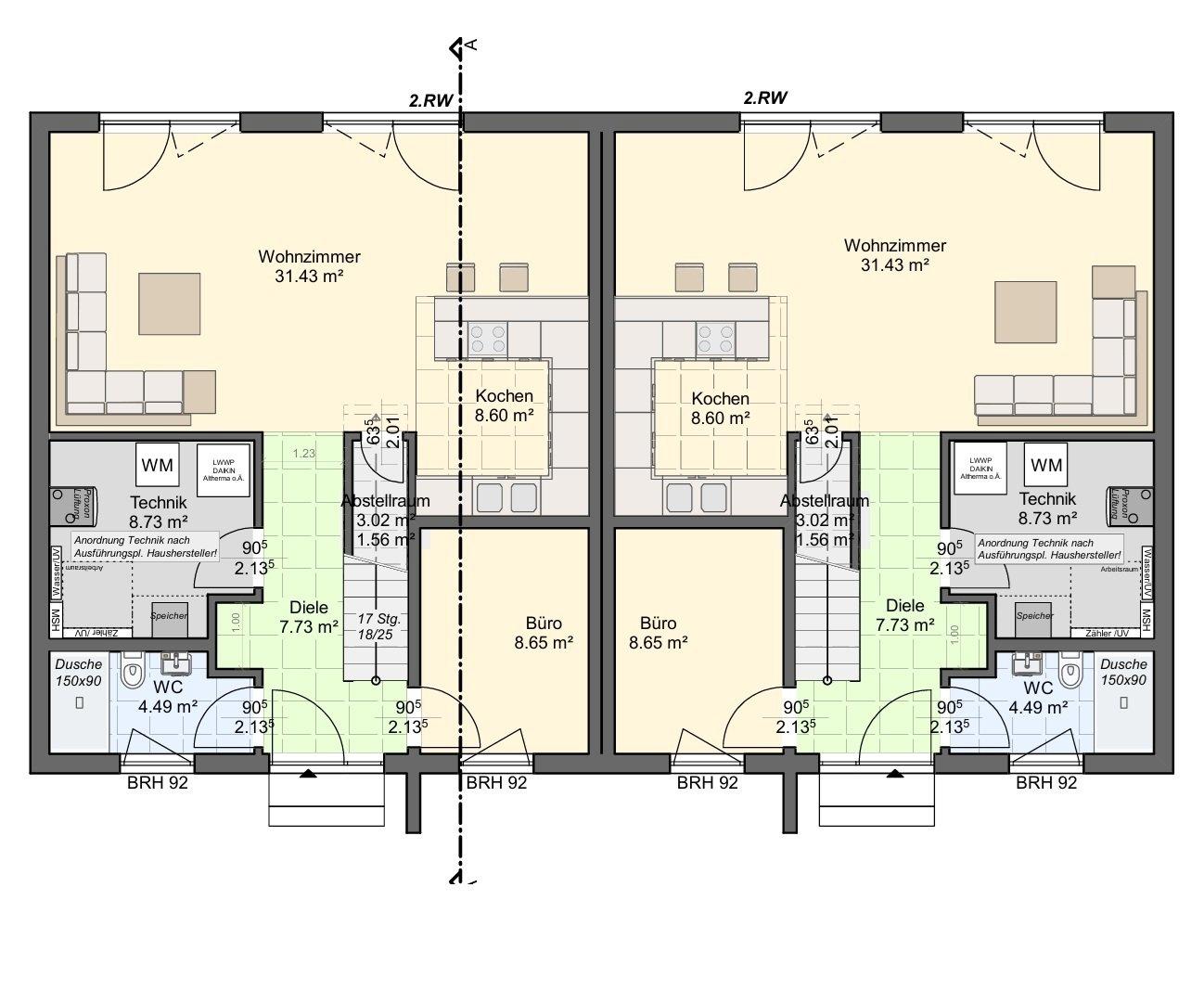 Grundriss Doppelhaus  EG