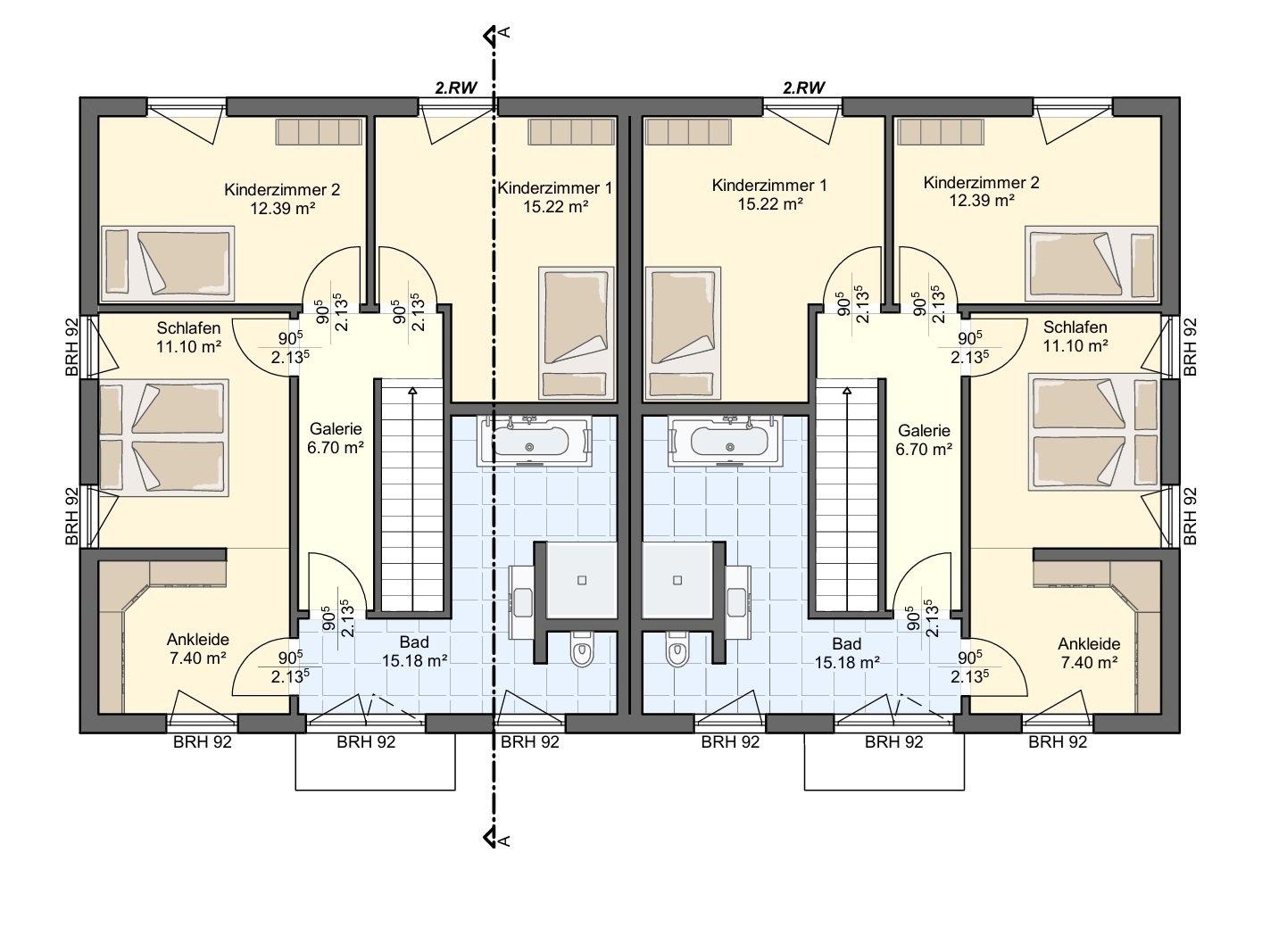 Grundriss Doppelhaus OG