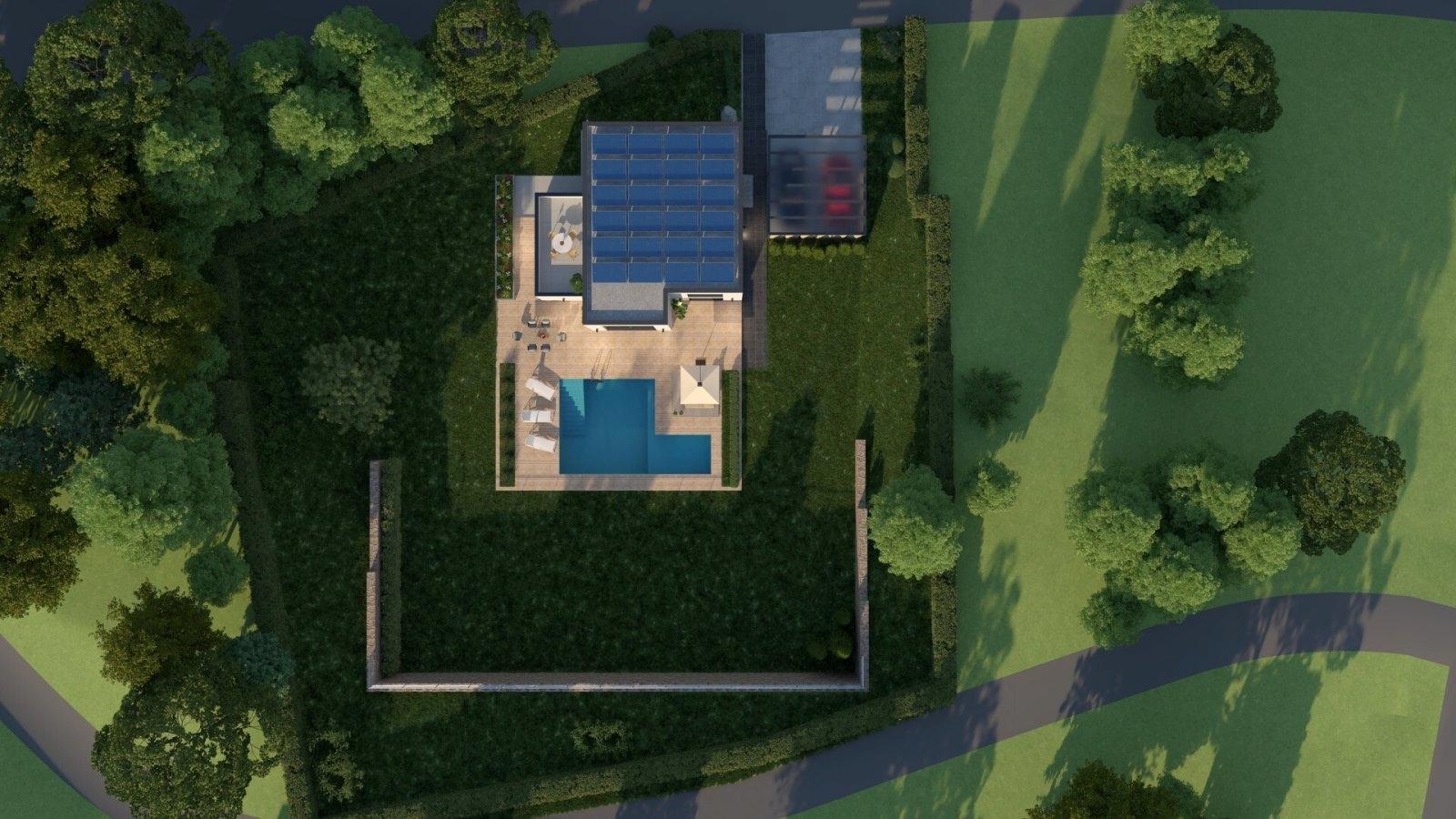 Villa mit Grundriss