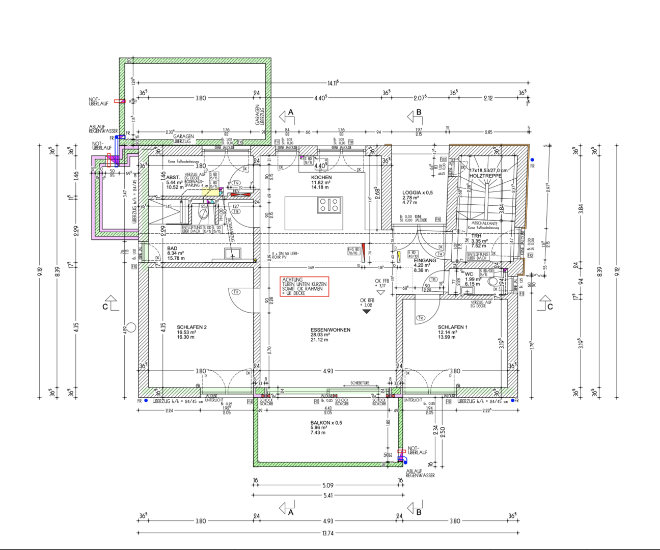 Bemaßter Architekten - Wohnungsplan