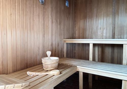 ...geräumiger Sauna und...