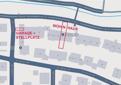 Lageplan mit Garage und Stellp