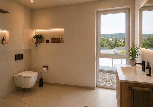 Badezimmer möbliert