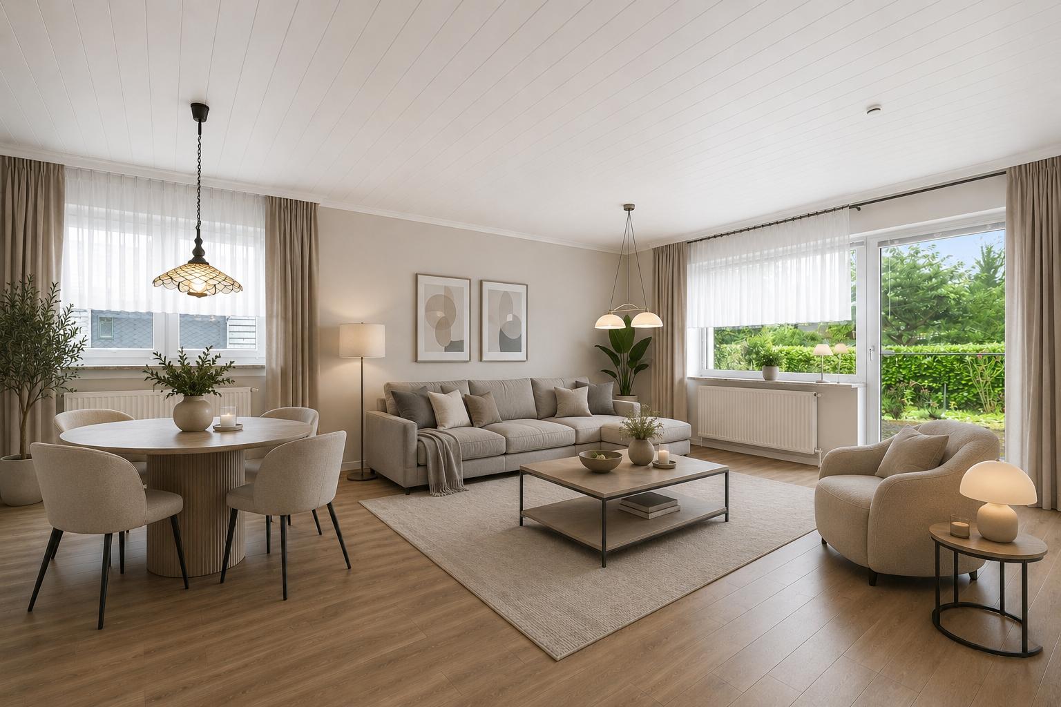 Wohnzimmer virtuell möbliert