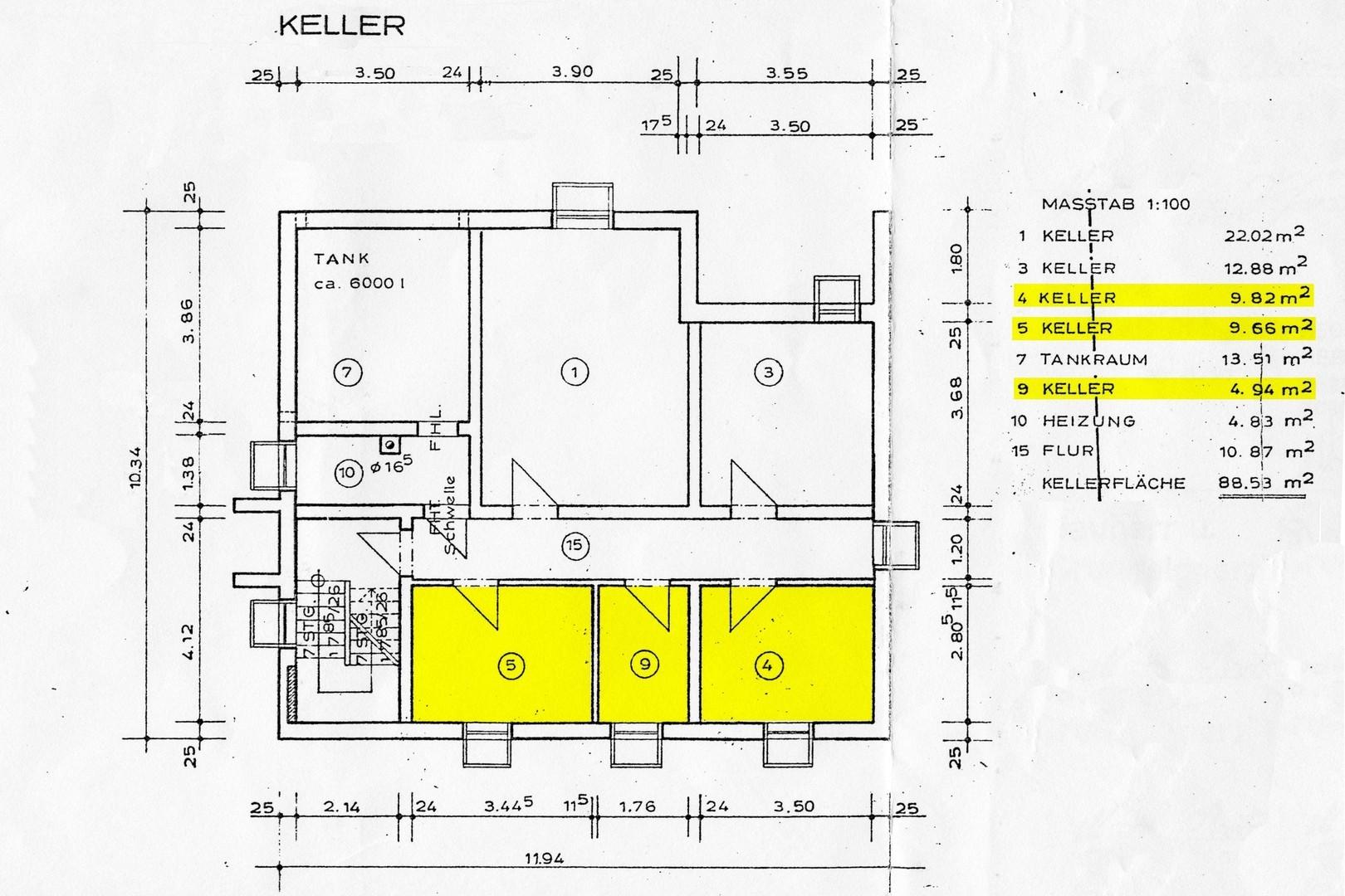 Grundriss Kellerräume