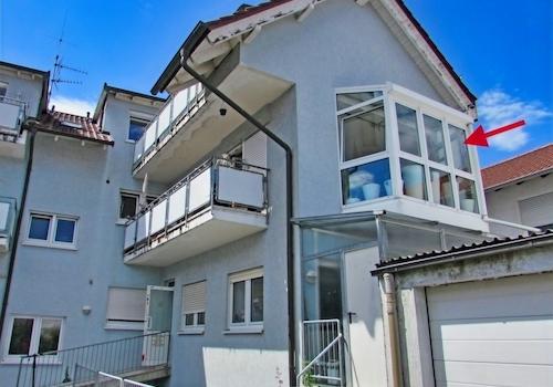 Blick auf die Wohnung mit Wintergarten