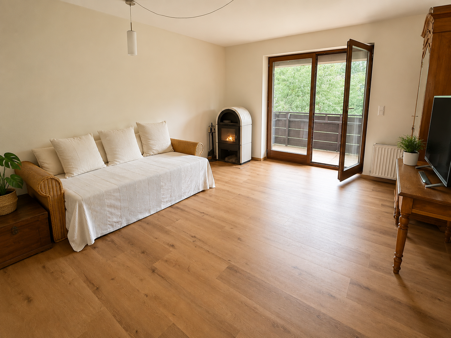 Wohnzimmer mit Kaminofen