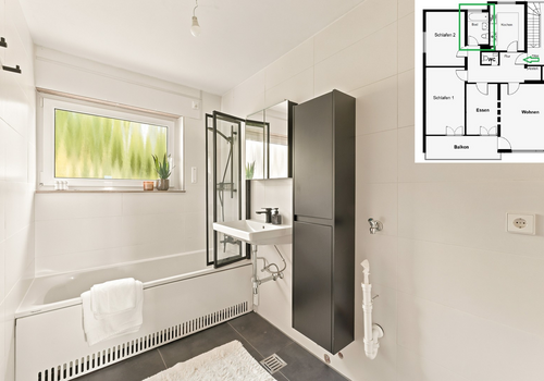 Tageslichtbad mit Badewanne