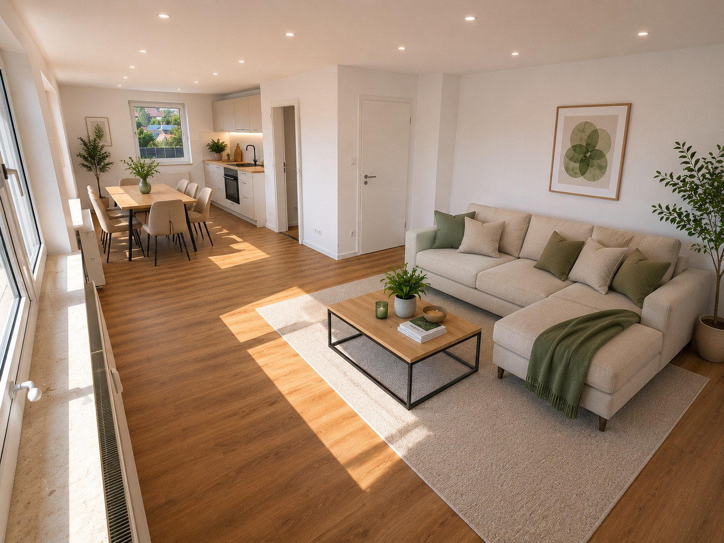 Wohn-Esszimmer m offener Küche