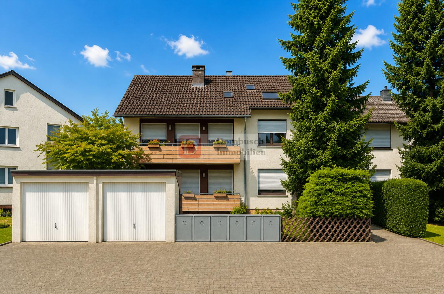 Hausansicht mit Garagenansicht