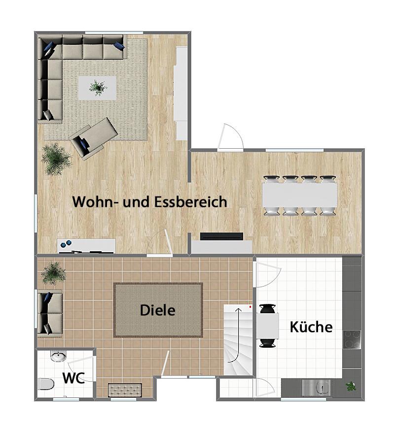 Grundriss Erdgeschoss (nicht maßstabsgetreu)