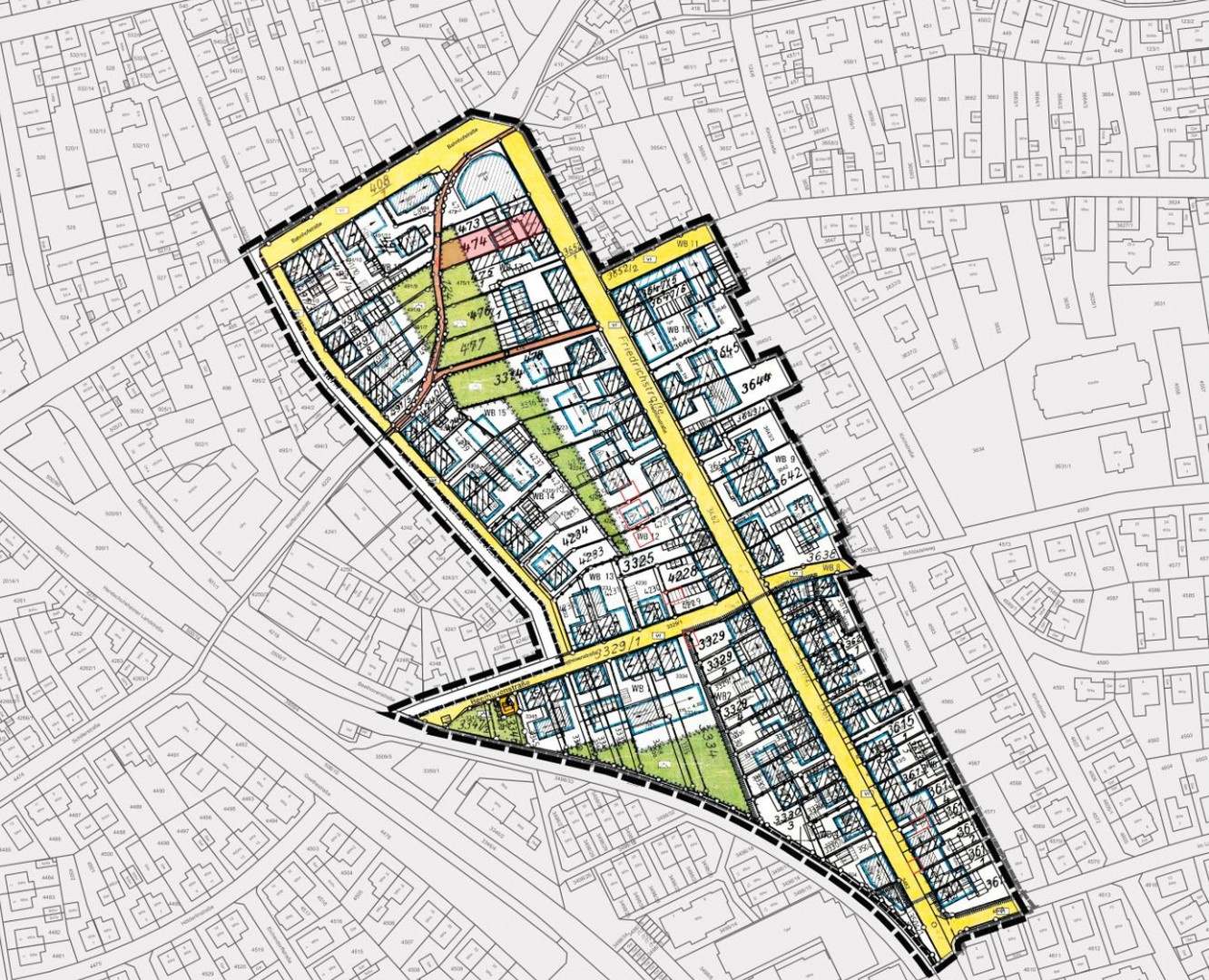 Rot: Grundstück Flur 474