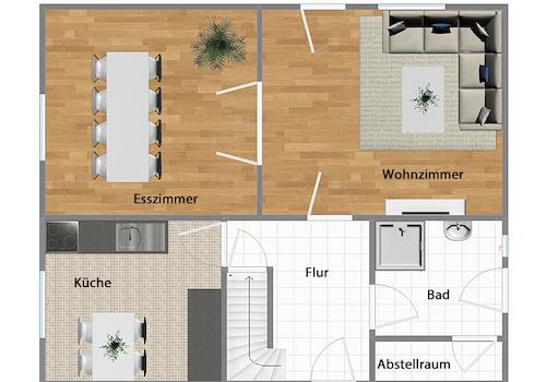 Grundriss Erdgeschoss (nicht maßstabsgetreu)