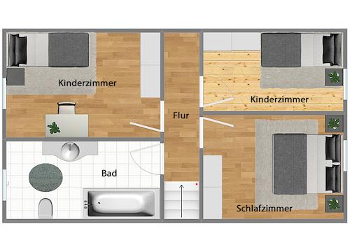 Grundriss Obergeschoss (nicht maßstabsgetreu)