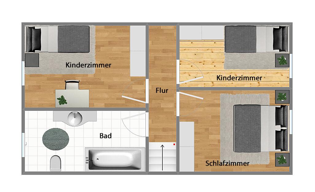 Grundriss Obergeschoss (nicht maßstabsgetreu)
