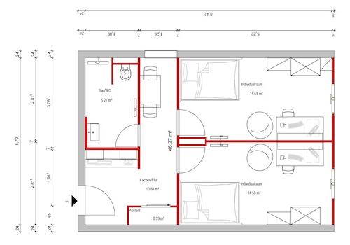 Grundriss Studentenappartement