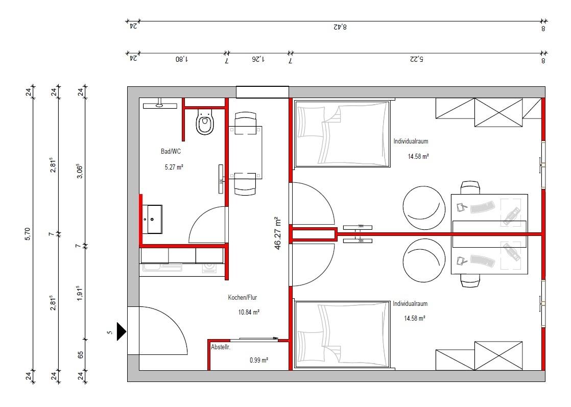 Grundriss Studentenappartement