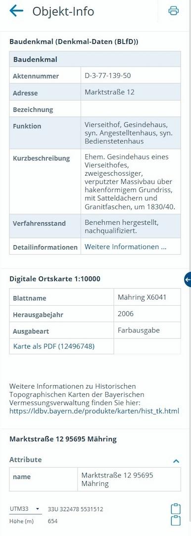 Denkmalschutzhinweis Bayernatlas 
