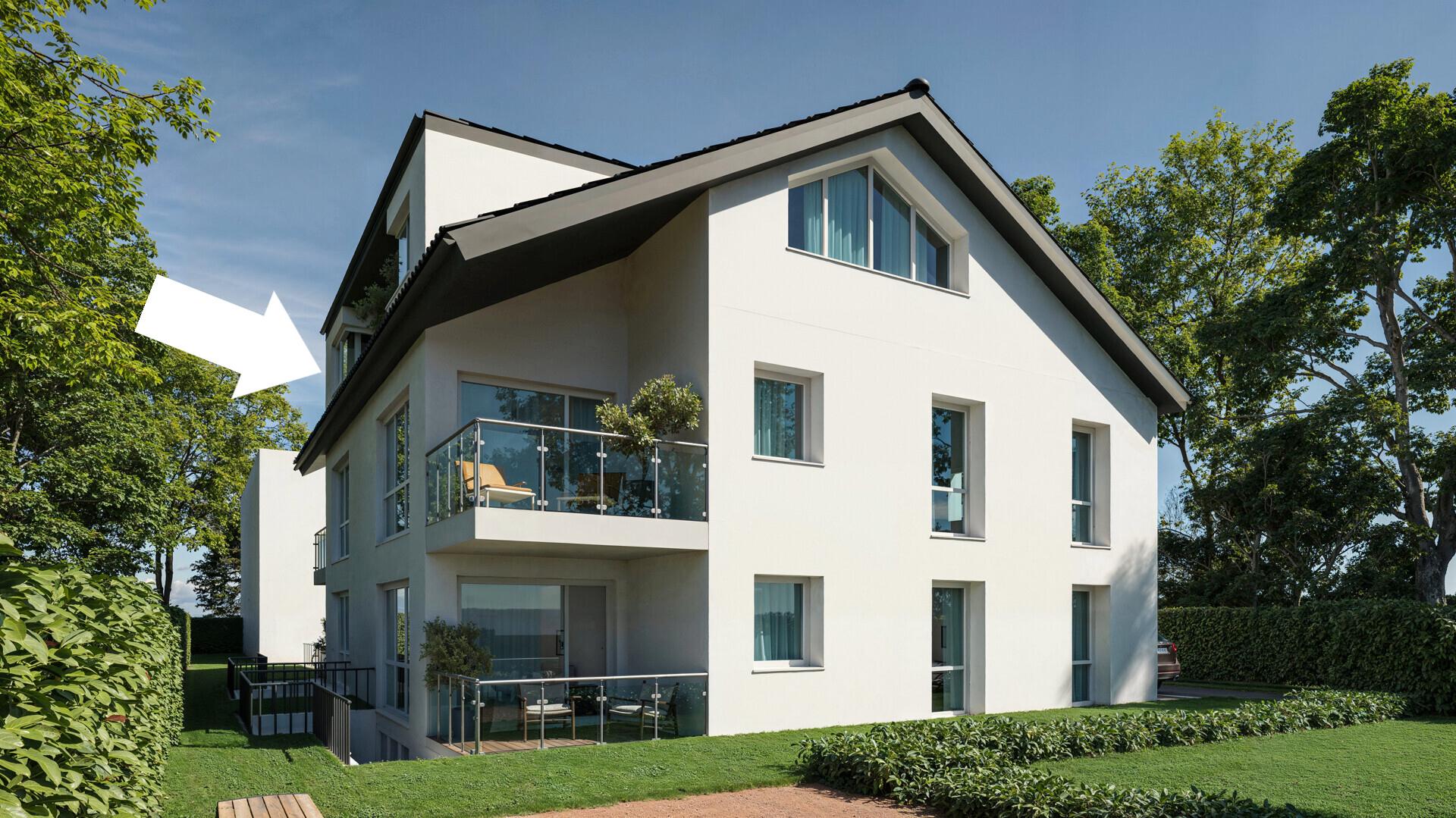 seitliche Hausansicht