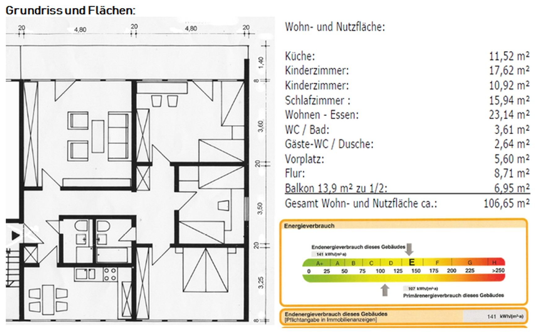Grundriss und Flächen